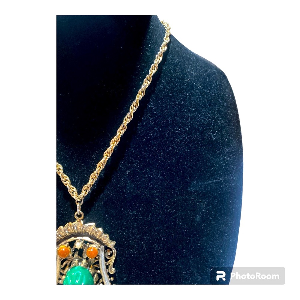 Rare 50's SELRO Selini Victorian Revival Large Pendant Necklace Renaissance - Picture 4 of 4